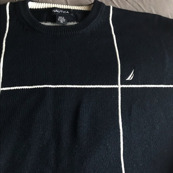 Nautica Dark Navy Blue and White Crewneck Sweater - Picture 4 of 8